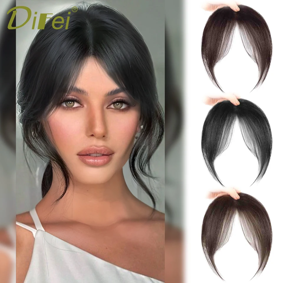 

DIFEI 3D Split Air Bangs Synthetic Wig Female Fashion Thin Seamless Cover White Hair Split Air Bangs Christmas Party Wig