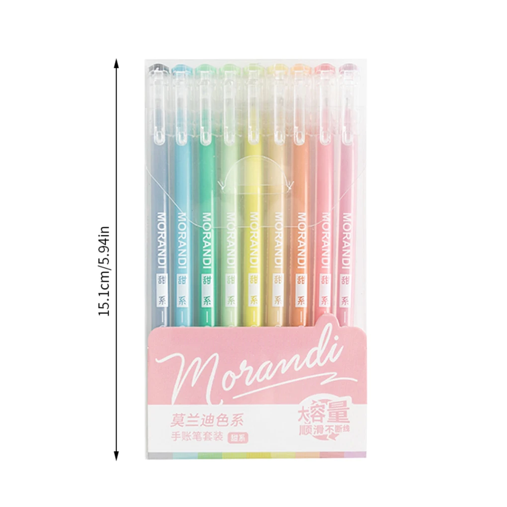 

9Pcs Gel Pens Set Student Multi Colors 0 5mm Tube Hand Account Journal Mark Pen Sweet Style