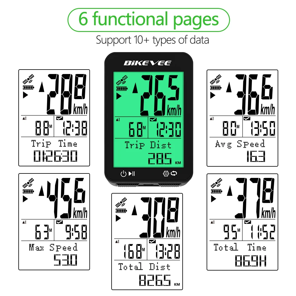 8 Kinds Multi-Language Wireless Bike Speedometer GPS Cycling Computer Outdoor Bicycle Odometer Stopwatch with Auto Backlight view 3