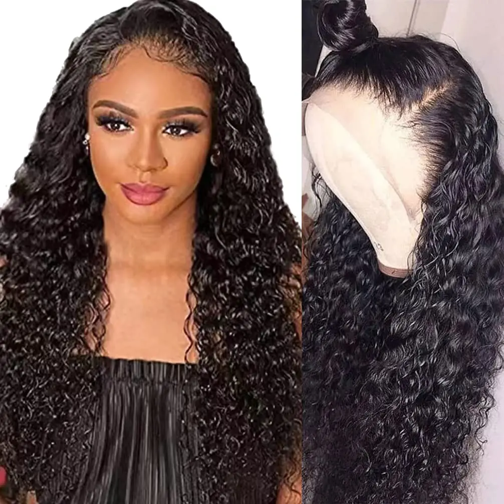 Alimice Deep Wave 13x4 Pre Cut HD Lace Front Wigs Transparent Lace Human Hair Wigs Pre Plucked With Baby Hair