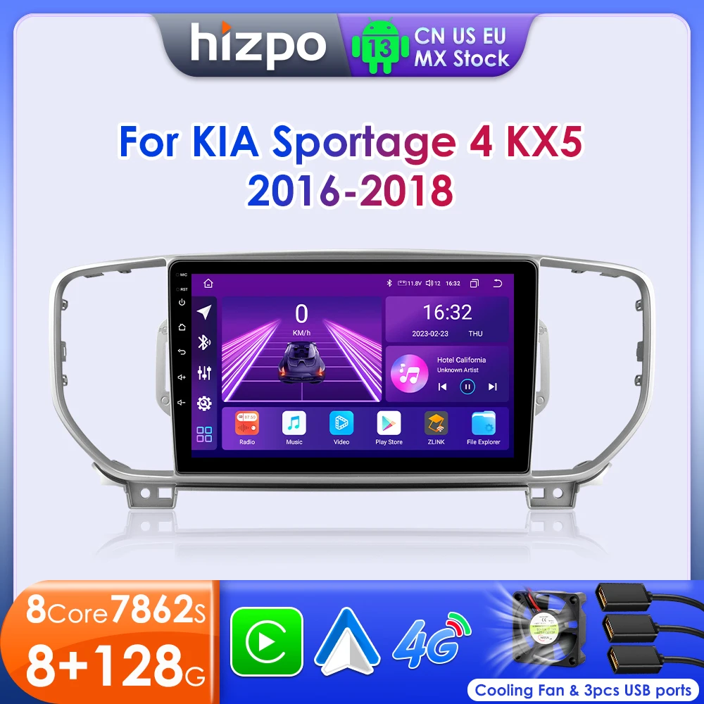 Hizpo 4G Multimedia Car Radio For KIA Sportage 4 KX5 2016 - 2018 GPS 2din AI Voice Autoradio  Wireless CarPlay Android Auto RDS