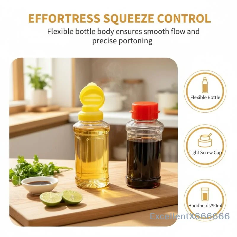 1/2pcs 290ml Plastic Condiment Squeeze Bottles Hole Dispensers For Oil BBQ Sauces Paint