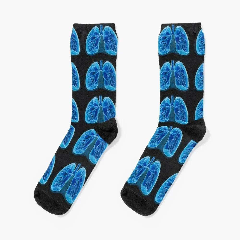 Human blue glowing lungs. Socks sports and leisure colored fashionable Man Socks Women's