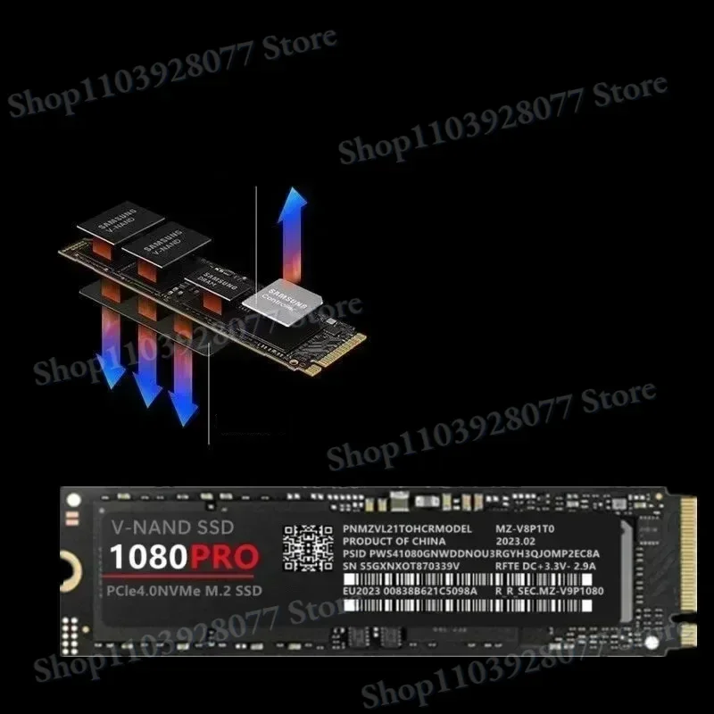 4TB 2TB 1TB Original 1080PRO SSD M2 2280 PCIe 4.0 NVME NGFF Solid State Drive 14000MB/S Read Hard Disk for Xbox PC PS5 PUBG Game