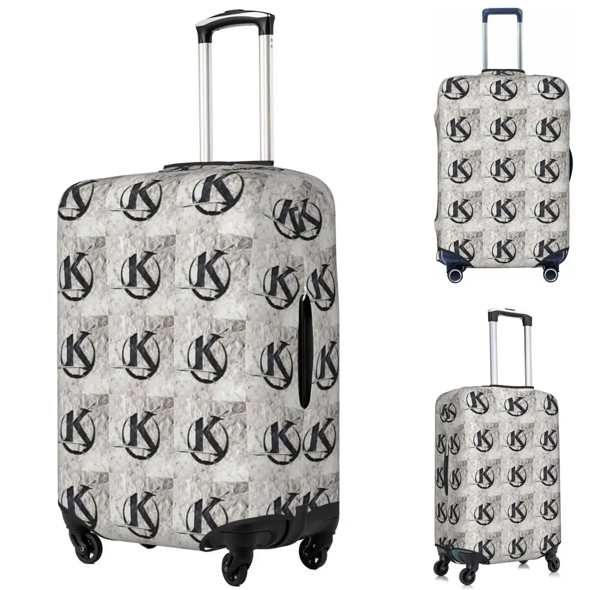

Black Kaamelott Logo On A Gray Background Suitcase Cover Protection Elastic Travel Luggage Protector Covers for 18-32 Inch