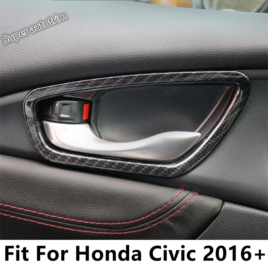 

Car Inner Door Handle Bowl Frame Decoration Cover Trim For Honda Civic Sedan 2016 - 2020 ABS Carbon Fiber Interior Accessories