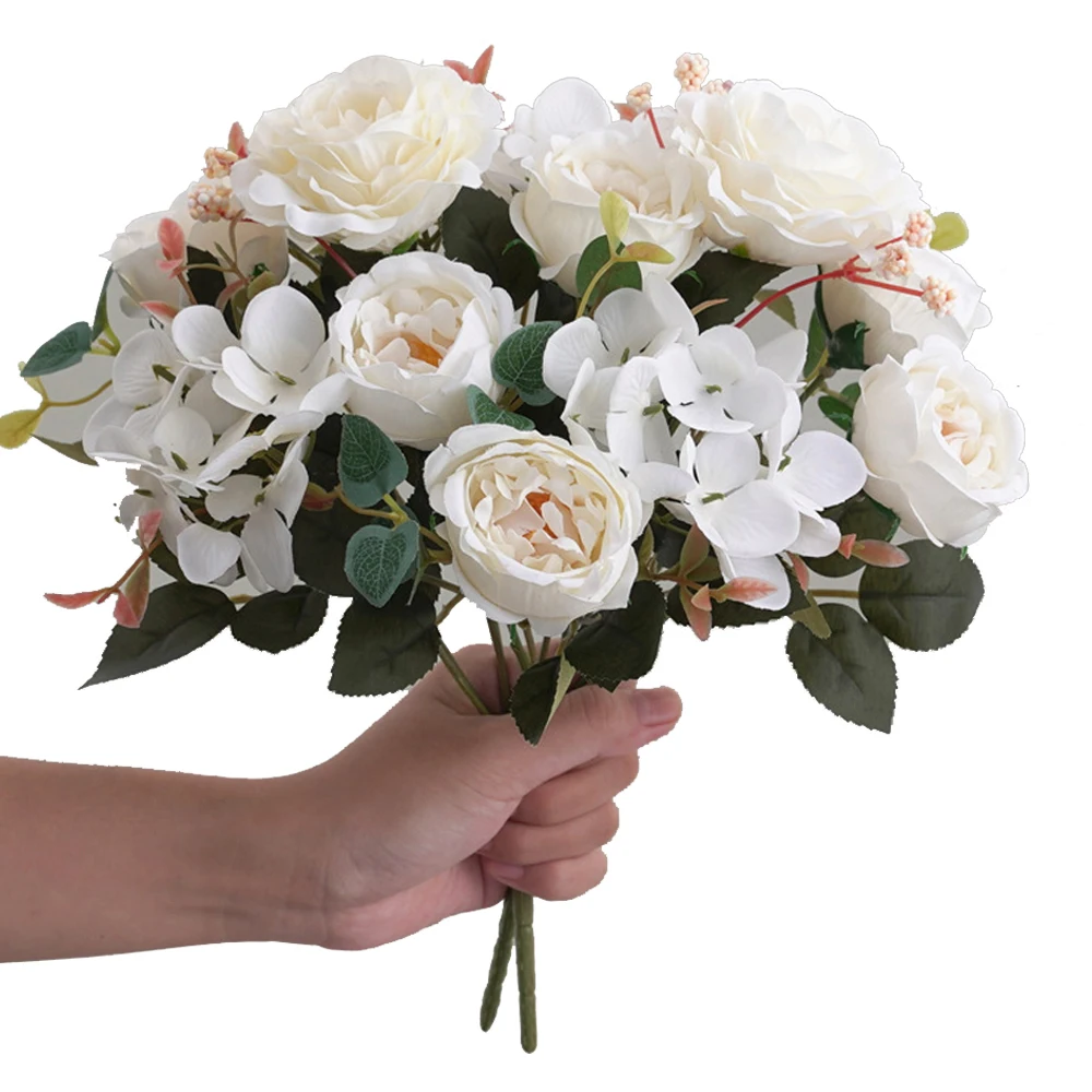 1/2/4 Piezas de Flores de Peonía Artificiales de Seda de 30 cm, Ramo de Flores de Hortensia Falsas, Decoración para Bodas, Fiestas, Hogar, Peonías Retro, Flores Artificiales