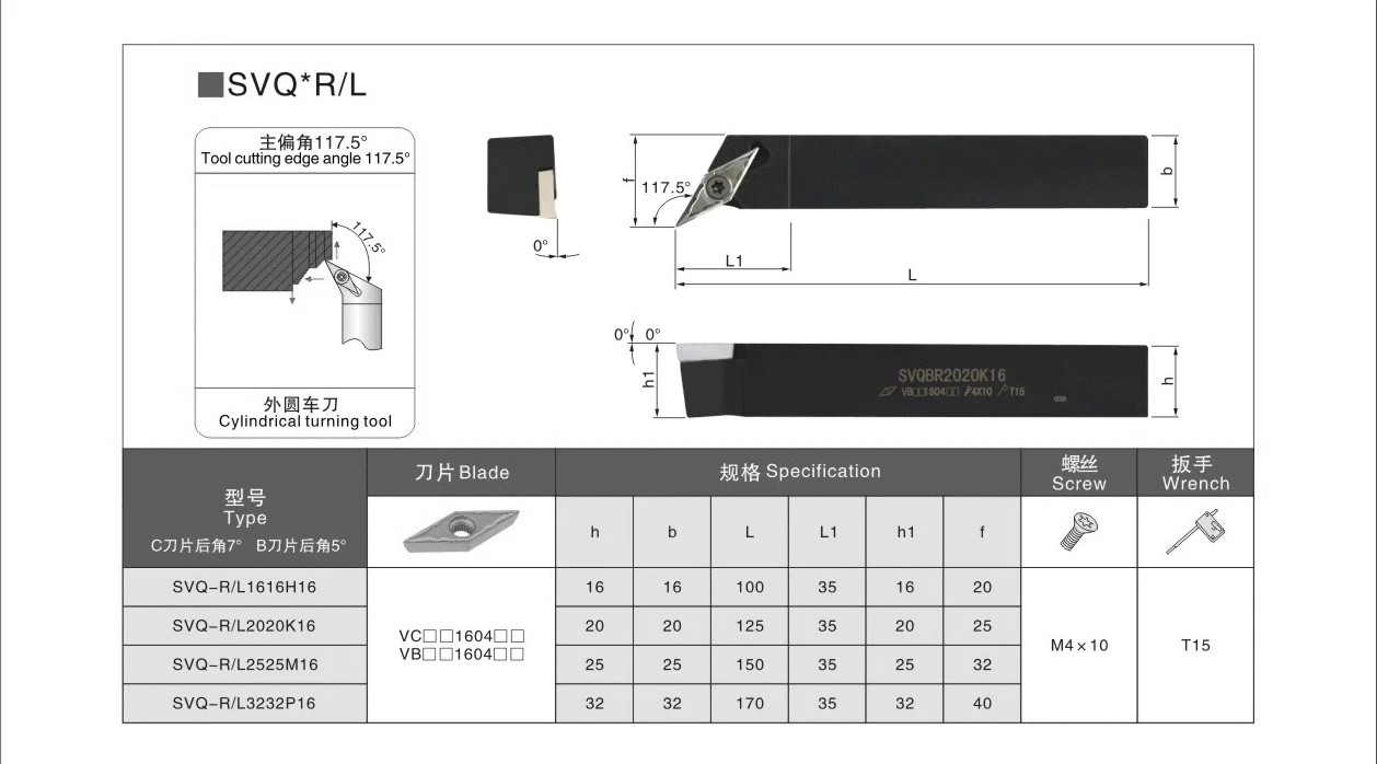 Imagem -03 - Svqcr Svqbr 1212 1616 2023 2525 Torneamento Externo Ferramenta Titular Cnc Carboneto Inserções Vbmt Vcmt Torno Cortador Haste Barra Svqcr2525m16