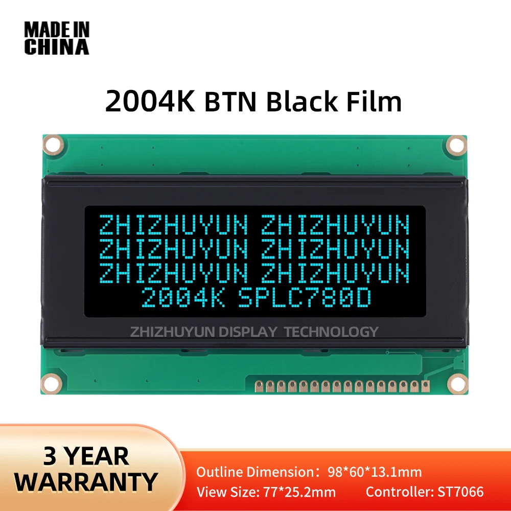 Wyświetlacz LCD o znakach 2004K BTN czarny Film lodowy blękit szerokokątny inteligentny moduł elektroniczny LCD Monitor