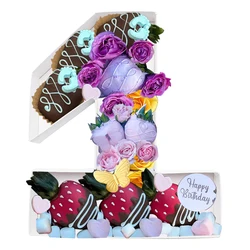Contenedor rellenable de cartón, papel de cumpleaños, dulces, golosinas, Chocolate, fresa, número, 22,8 cm