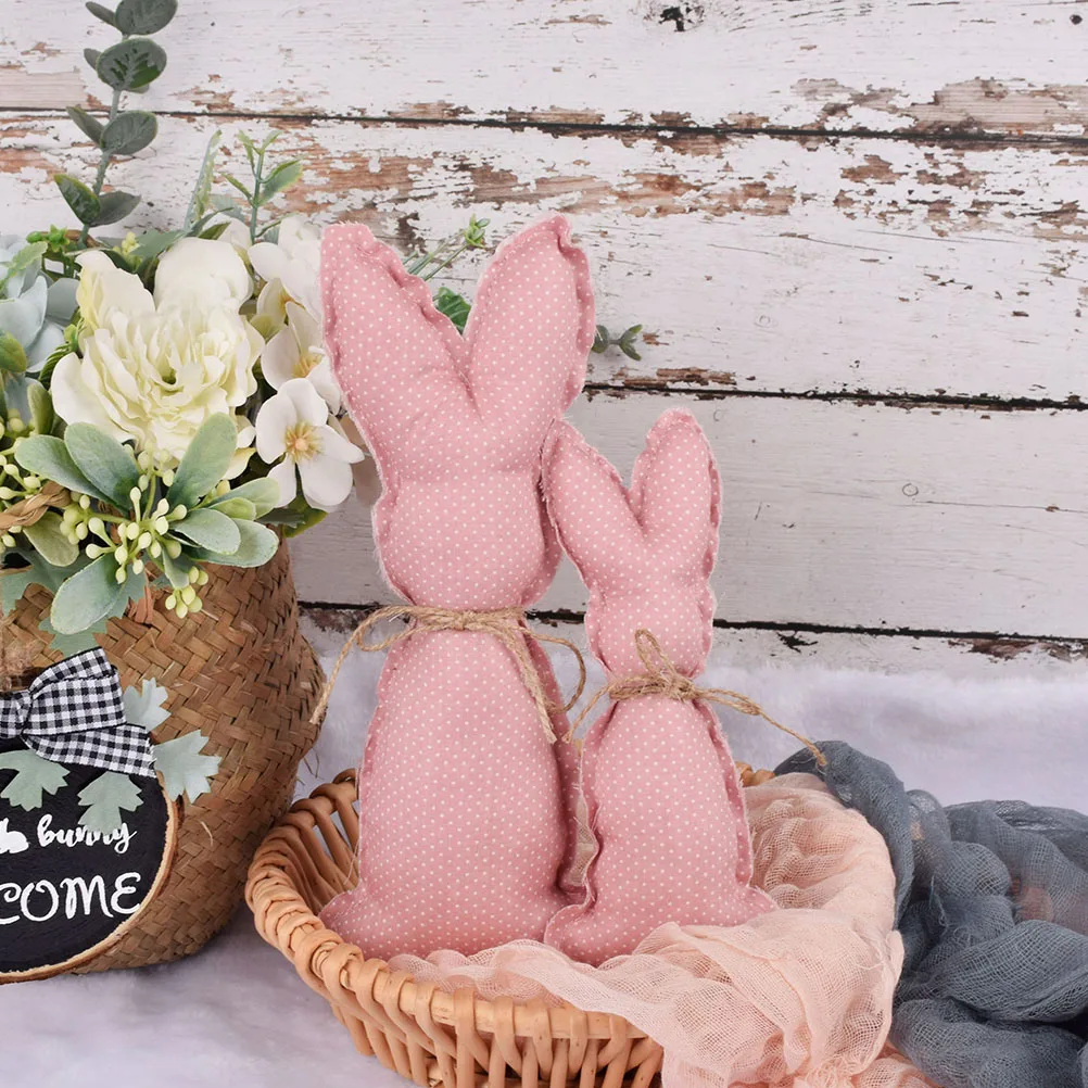 

4Pcs Cloth Art Rabbit Decor Easter Party Layout Supplies Mixed Color Wear Resistant Lovely Bunny Ornament Tabletop Display