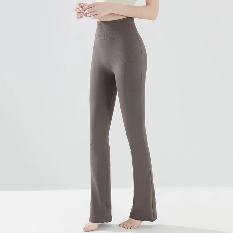 سراويل نسائية واسعة الساق للتمرين بدون خياطة عالية الخصر للتحكم في البطن من أجل الجري واليوجا