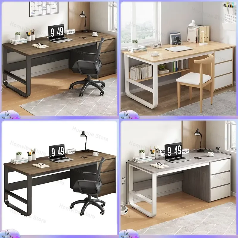 Modern L Shaped Computer Desk with Bookshelves and Storage Cabinets for Home Office Study Room Small Space Ergonomic