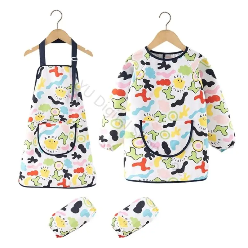 96BA Long Sleeve Kids Art Cover Set with Apron for Painting and Crafts