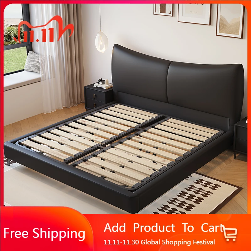 

Beauty European Bed Leather Portable Sleeping Platform Luxury Bed Double Queen Girls Storage Letto Matrimoniale Home Furniture