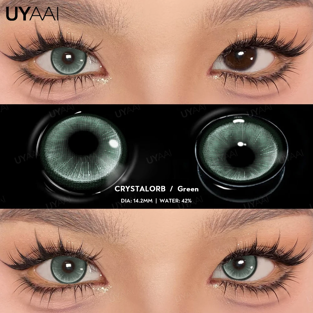 UYAAI Colorful Lenses Korean Fashion Colorcon Gray Colored Pupils for Eyes Big Eye Blue Color Contact Lenses Green Purple Lense