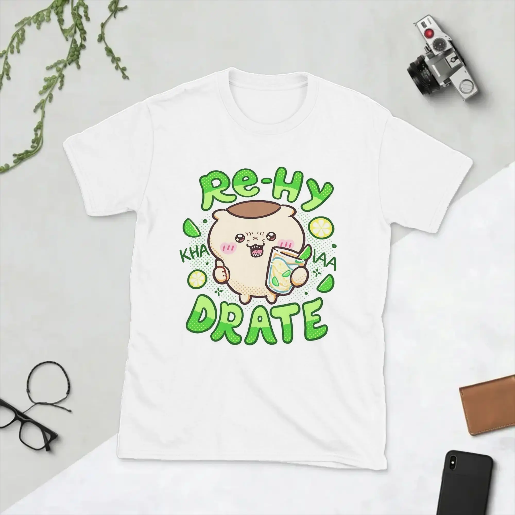 Kurimanju Hydrate Chiikawas Kawaii T Shirts Men Cotton Awesome T-Shirt Crewneck  Tee Shirt Short Sleeve Clothes Printed