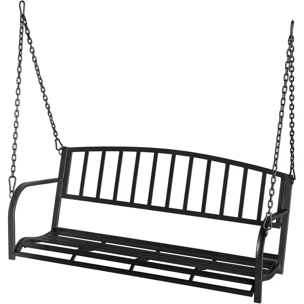 

Heavy-Duty 2-Person Steel Swing, 47 Black Porch, Patio, or Gazebo Bench, 500lb Capacity