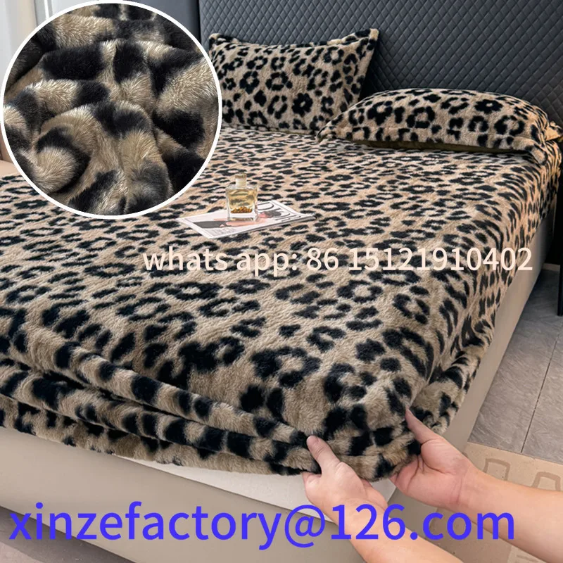 

Customizable Thicken Plush Bedsheet Warm Bed Cover Soft Fitted Sheet for Winter Mattress Protector