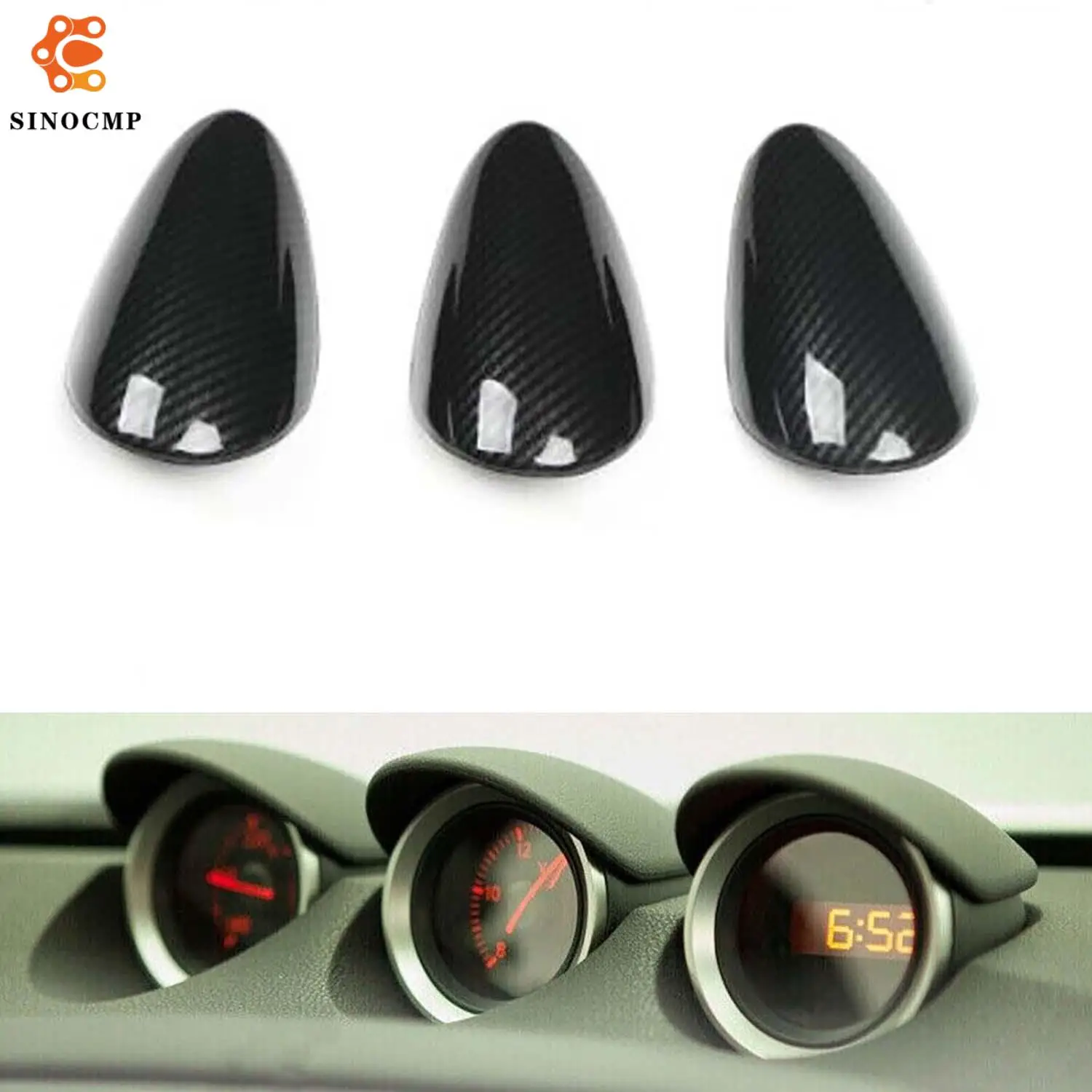 

3Pcs Car Front ABS Carbon Fiber Pattern Interior Gauge-Pad Cover Trim For Nissan 370Z 2009-2020 Interior Gauge-Pad Accessories