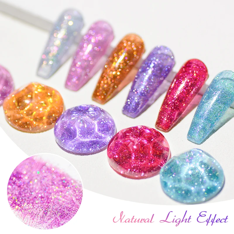 MEET ACROSS 7ml Reflective Glitter Gel Nail Polish Sparkling Flash Effect Gel Nail Art Sequins Liquid Semi Permanent Color Gel