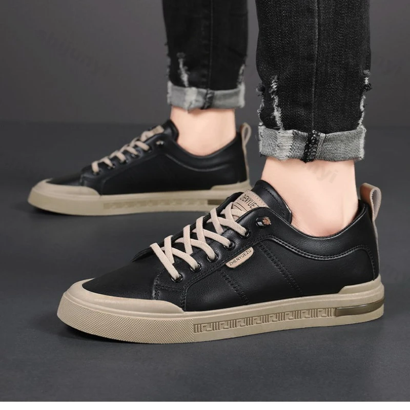 

Men's Shoes 2025 New Fashion Casual Sneakers PU Leather Comfortable Non Slip Students Outdoor Vulcanized Shoes Running Shoes