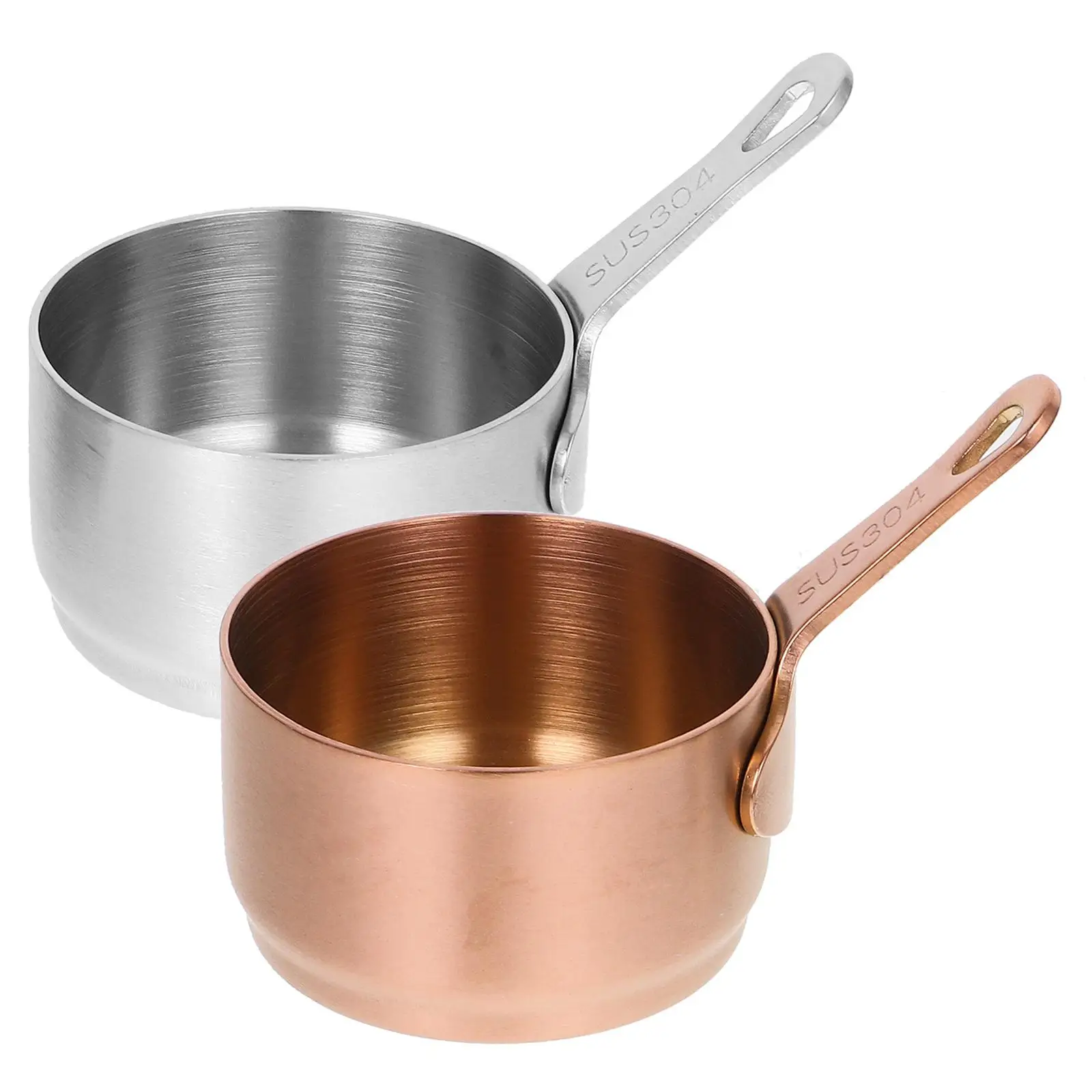 

2 Pcs Stainless Steel Sauce Pan Teppanyaki Pot Mini Soup Non-stick Kitchen Tool Retro Smooth High Temp Resistance Healthy