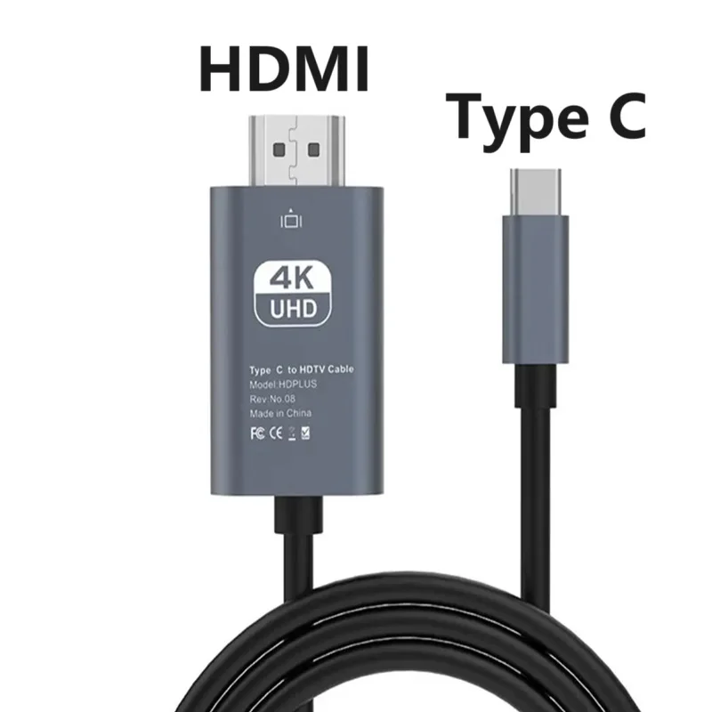 

Type C To HDMI-Compatible Adapter Cable UHD Video cable Type C 4K 30Hz HDTV Converter Cable For Projector PC Pro Laptop Tablet