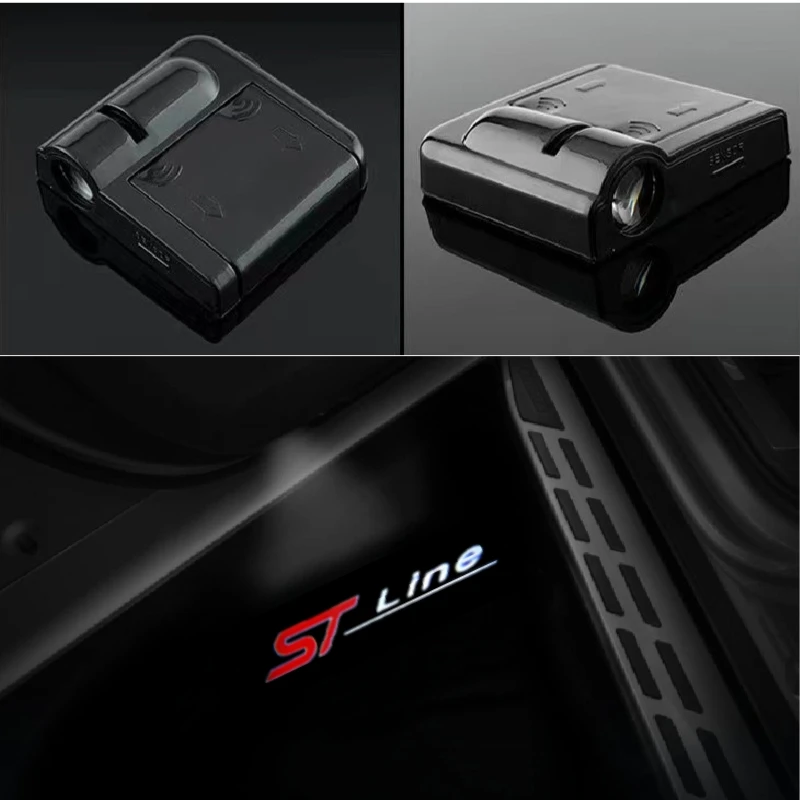 

2Pcs Car Door Welcome Light Wireless ST line LED Logo Lamp For Universal Model Auto Accessories Step Courtesy Lights