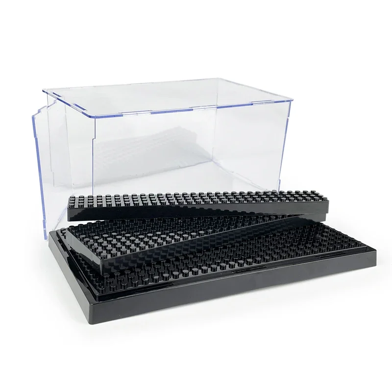 Pudełko ekspozycyjne Pojemnik Pyłoszczelna przezroczysta pokrywa Zestaw podstaw akcesoriów Miasto DIY Model Klocki Klocki Zabawka dla dzieci Prezent