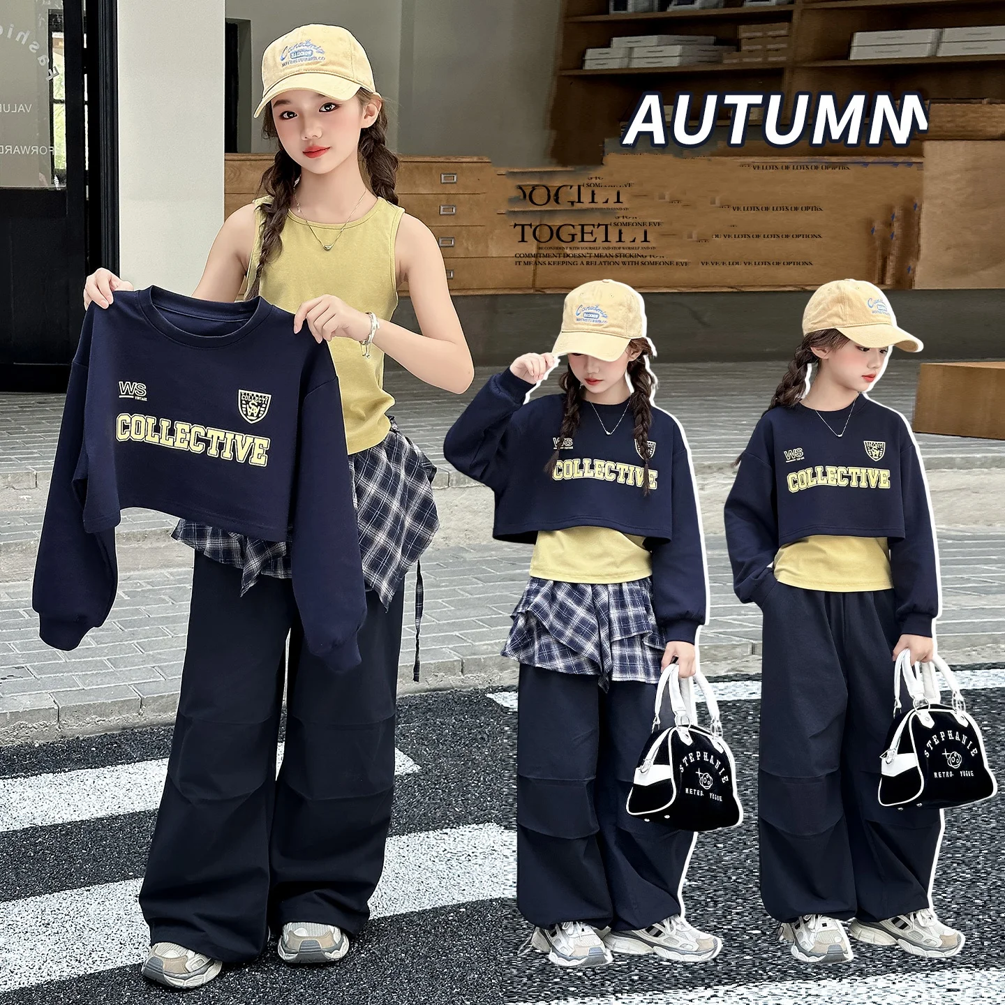 

Baby Girl Clothes Set Size 4-14Y Pullover Top+Pants Bottom Clothing Suit Kid Autumn Clothing Sets Toddle Girl Sporty Y2K Fashion