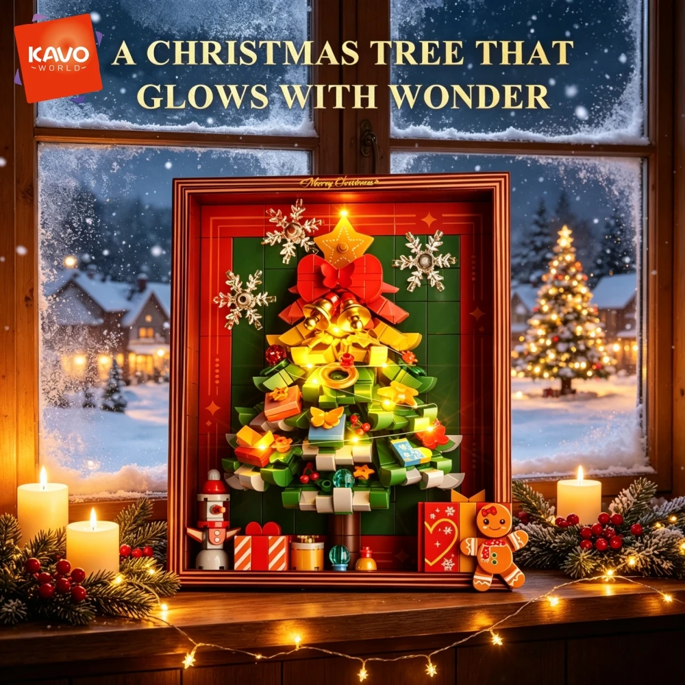 Vintage Collectible Bells - KAVOWORLD 773-teiliger Weihnachts-Bausteinbaum mit LED-Beleuchtung, drehbarem