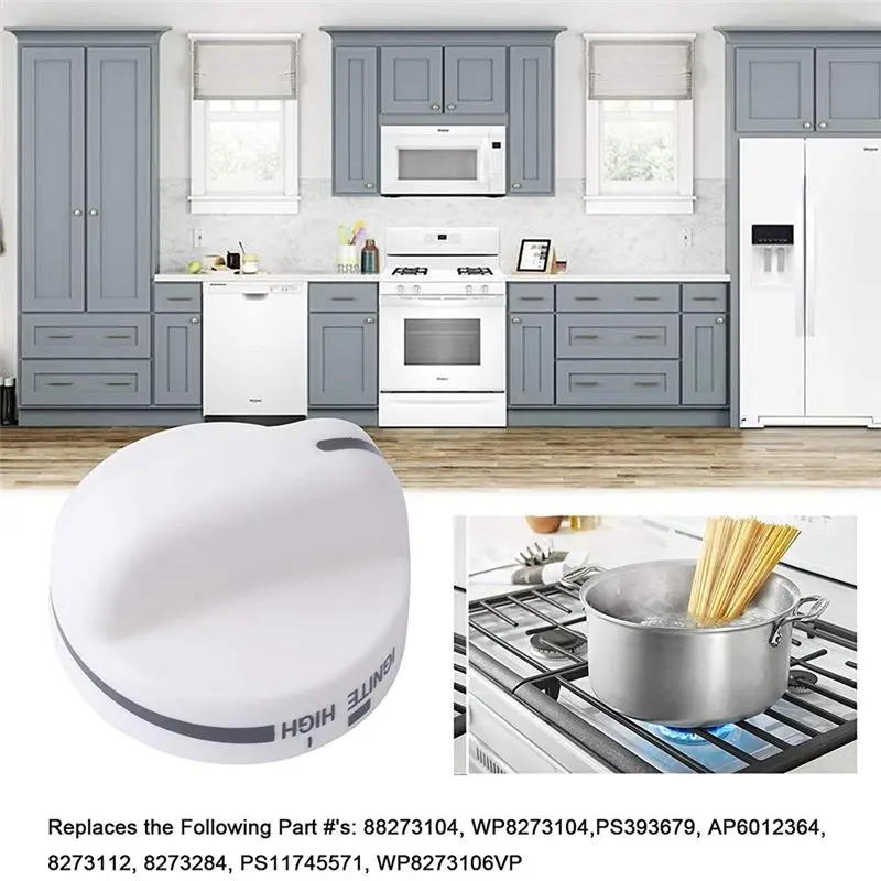 AB08-4X WP8273104 Control Knob Replacement Compatible With Stove/ Range 8273104 PS393679 8273112 WP8273104VP 8273284