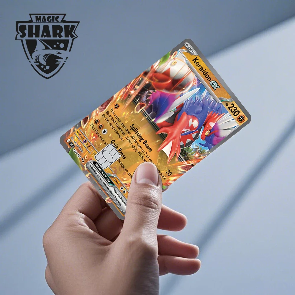 Magic Shark No Fade Charizard Koraidon Absol Blastoise Zapdos EX Pokemons Film Sticker Skin for Debit Bank Credit Card