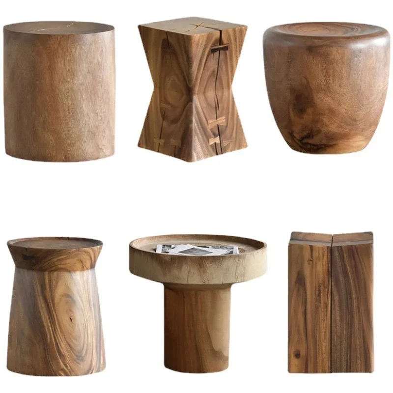 Walnut wooden pier tree solid wood stool homestay designer log edge few