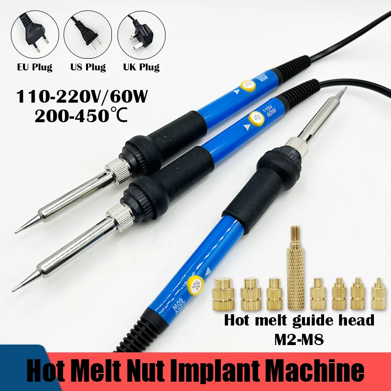 

Brass Hot Melt Insert Nut Iron Tip M2 M3 M4 M5 M6 Thread Embedded Heat Insertion Nuts Tool Soldering Iron for Plastic 3D Printer