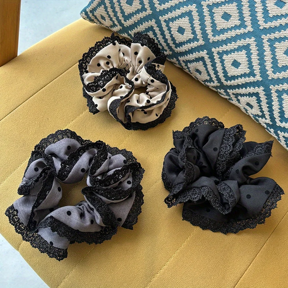 Elegant Lace Hair Tie Scrunchie with Decorative Edging Simple Sweet Design Versatile Ponytail Holder for Women Girls Accessories