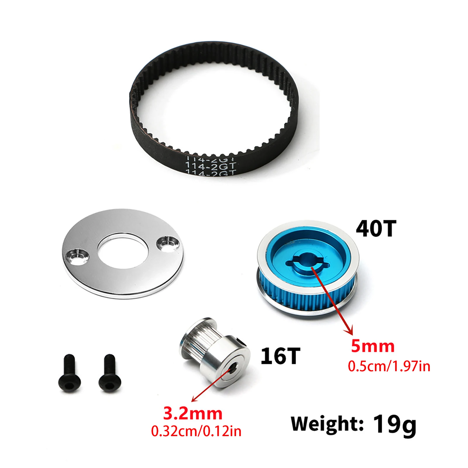 TT02 transmisión por correa de bajo ruido 16T 40T sistema de engranajes de transmisión DIY modificar piezas de mejora para coche Tamiya TT02 TT-02 1/10 RC
