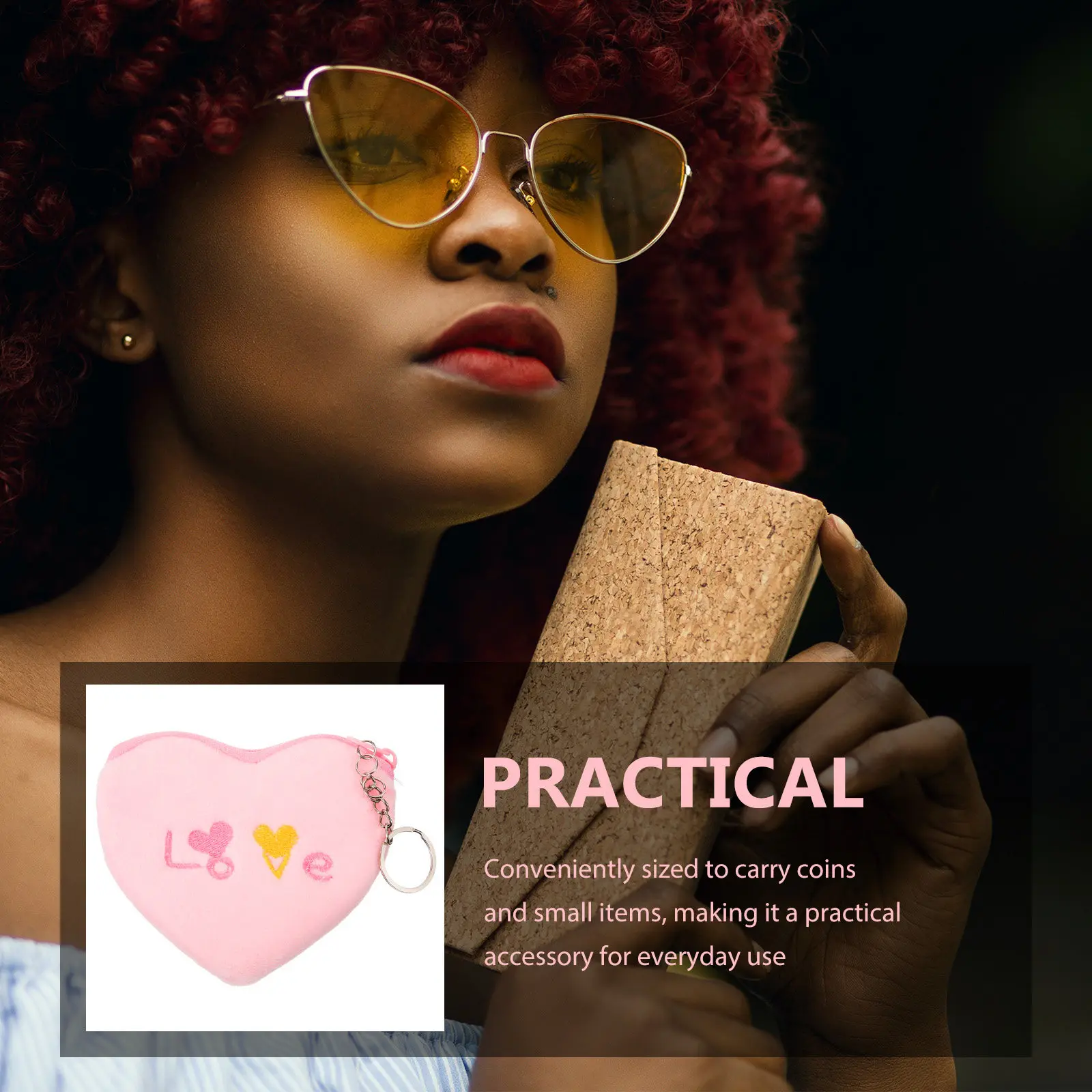 

Кошелек для монет в форме сердца, розовый, маленький, с брелоком, сумочка для ключей, подарок на День святого Валентина для девочек, мультяшный, милый, мягкий.