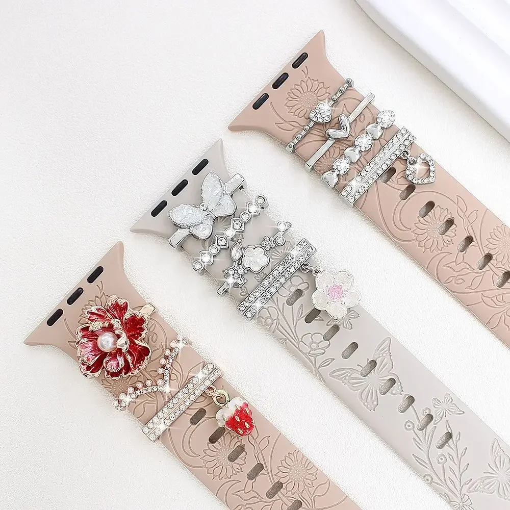 Metal Strap Decorative Ring Diamond Jewelry Watch Bracelet Decoration Fashion Watchband Charms Ornament for Apple Watch Strap