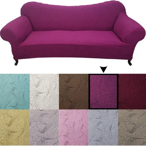 Modanilya Jacquard Lily Striped Pattern Stretch Fitted Seat Cover Flexible Washable 3 Seater Sofa Cover