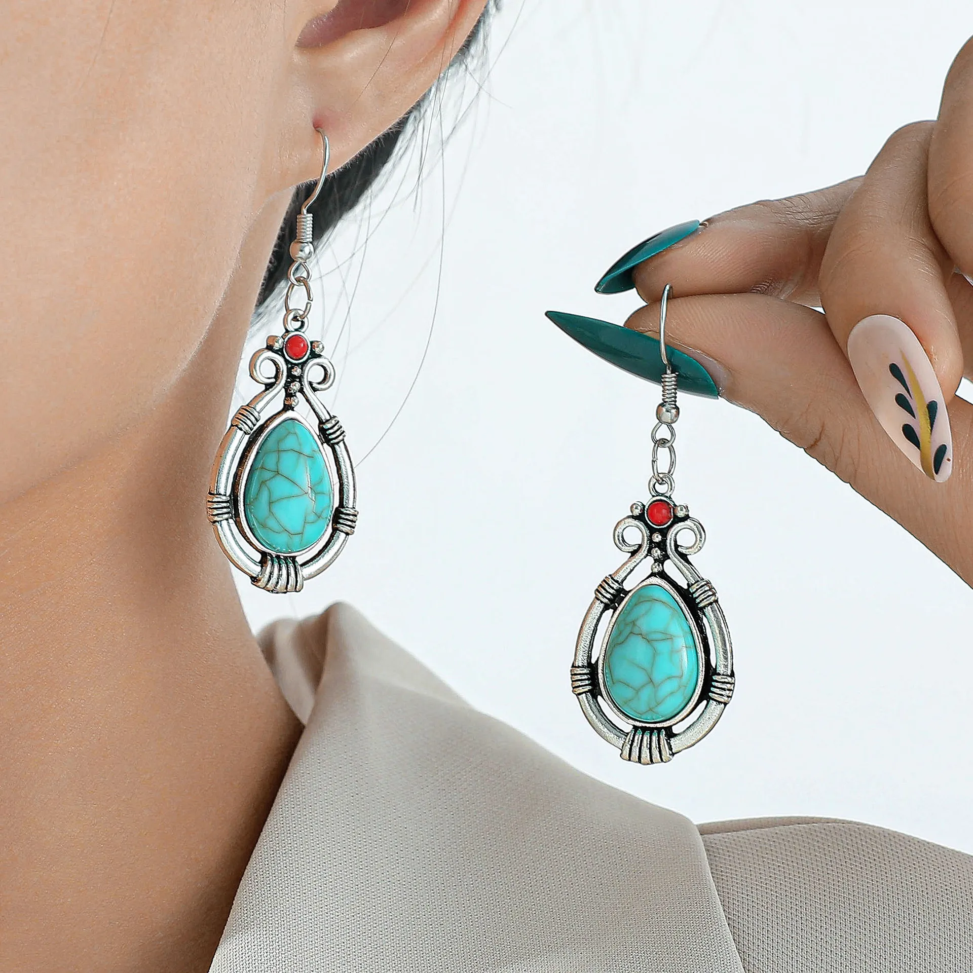 

10MM Labradorite Multicolor Pendant Drop Earring, Natural Moonstone Ear Engagement Wedding Jewelry Women's Party Fine Gifts