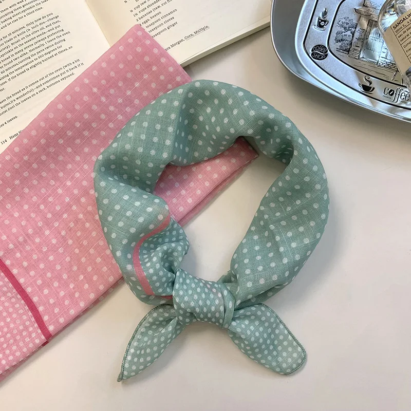 Scarf Polka Dot Colorful Square   Soft Breathable High Quality Polyester Head Wrap Neck Band Casual Spring Summer Women