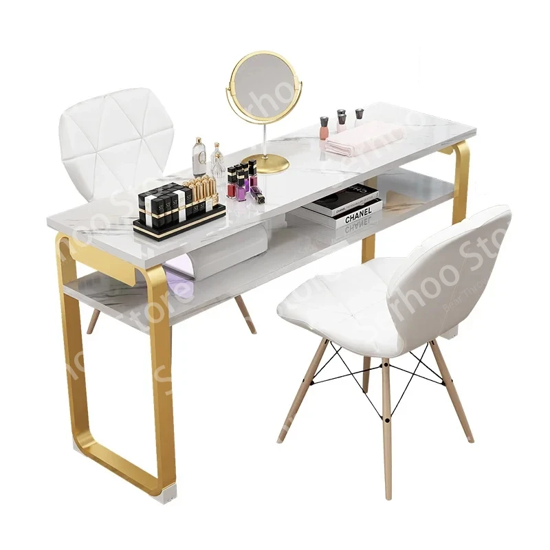 Designer Nail Tables Double Beauty Shop Salon furniture Professional Manicure Tables Double-layer Manicure Table and Chair Set