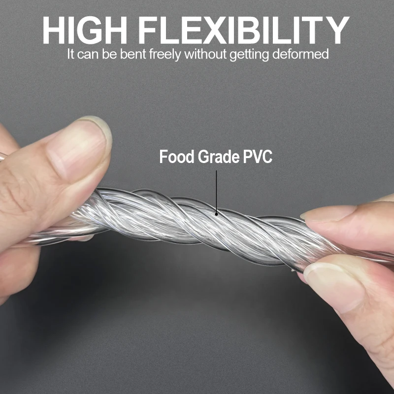 PVC Capillary Tubing ID 0.8mm~3mm Food Grade Clear Non-Toxic Flexible Anti-Fold Hose for Drinking Dispenser Coffee Gear