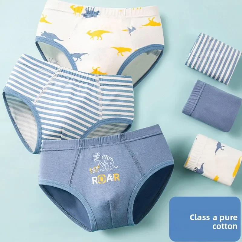 3 Pack Cotton Soft Breathable Boys Underwear Summer Thin A-Class Triangle Underpants for Kids Toddler Baby