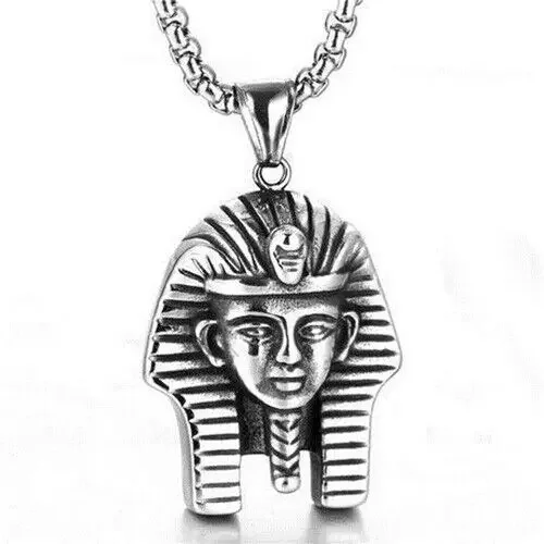 

Vintage Egyptian Pharaoh Pendant Stainless Steel Men's Necklace Chain