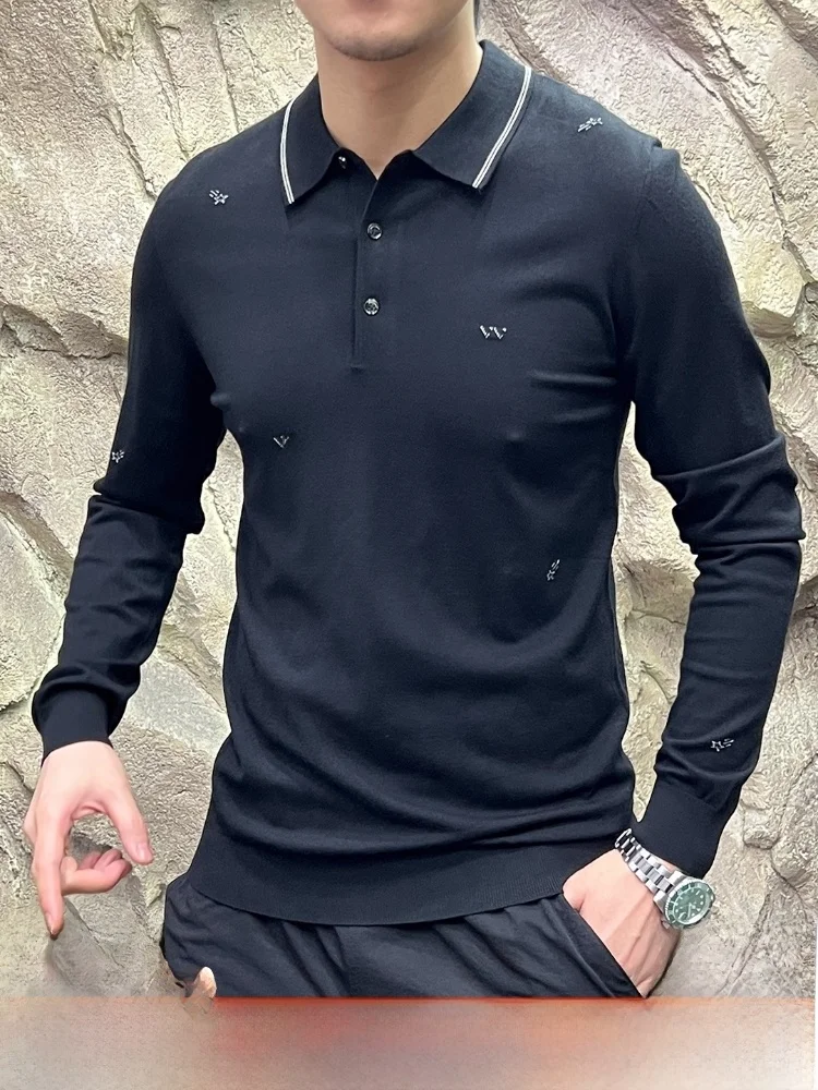 

Classic Faion Knitted Ne Sweater with Embroidery Proc Men's Commute Wear Comfortable Breathable Long Sve Top