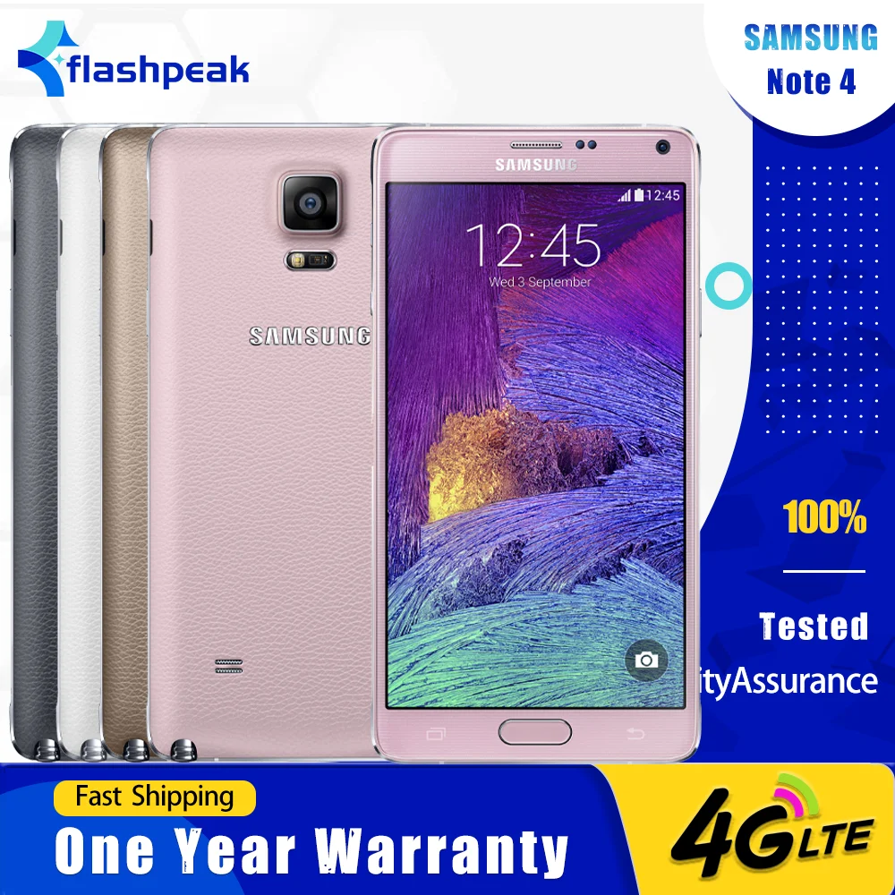 Samsung ? t�l�phone portable Galaxy Note 4 N910F N910V 4G LTE, 5.7 pouces, 3 go de RAM, 32 go de ROM, 16mp + 3.7mp, Android, Original