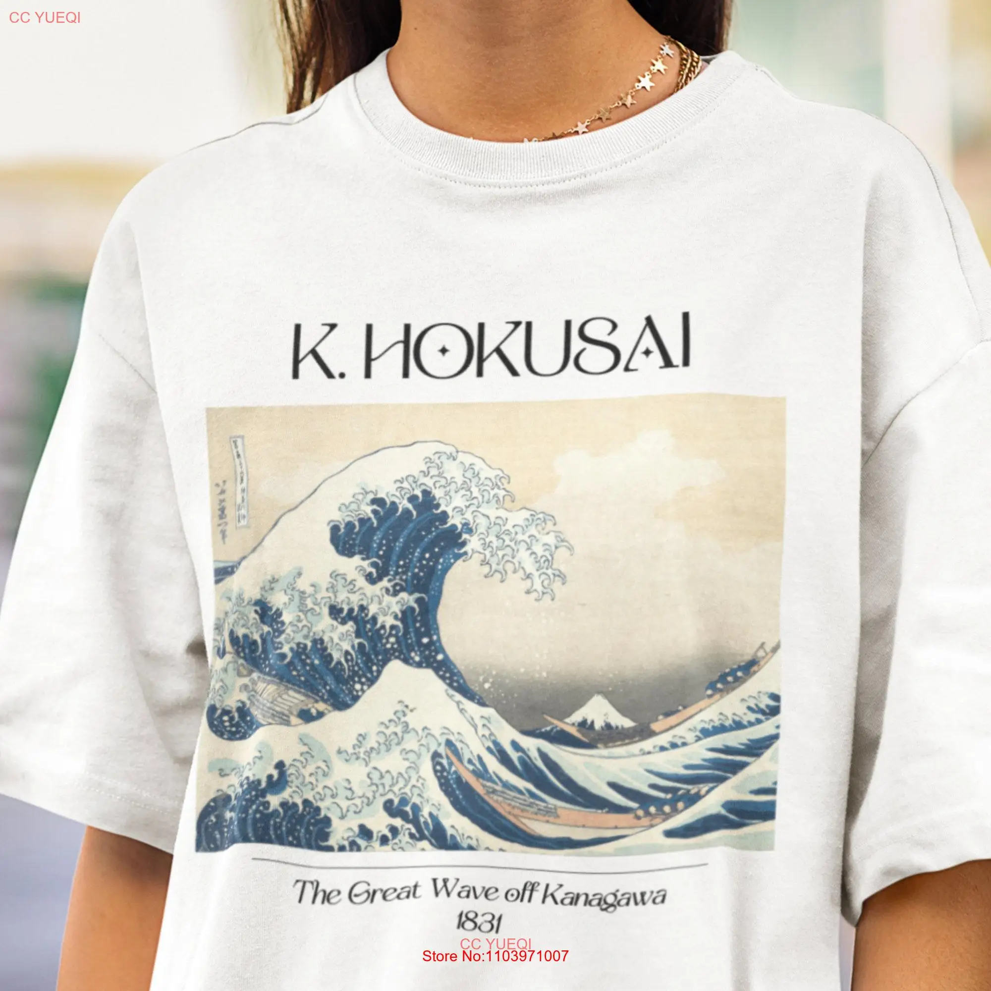 Katsushika Hokusai The Great Wave off Kanagawa Japanese ArT T Shirt Ukiyo e Painting Kanji Edo Period Artsy Clothes